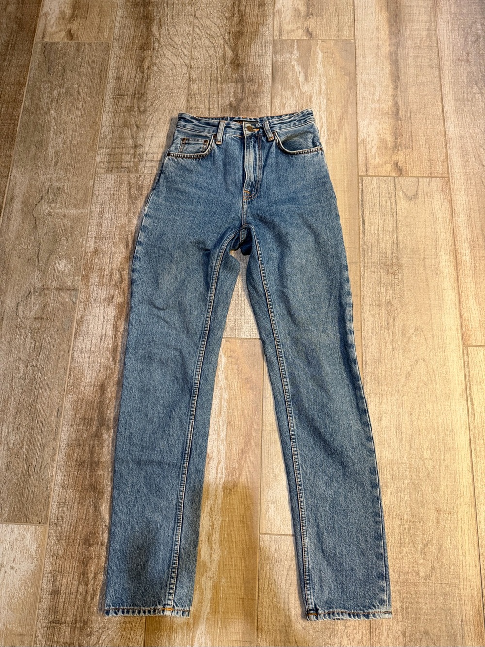 Nudie Jeans High-Rise Straight Leg Blue Denim